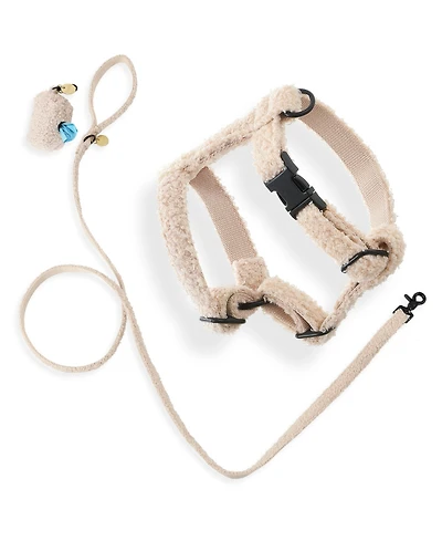 The Licker Store, Teddy Boucle Adjustable Harness and Leash Walk Set with Poop Bag Pouch