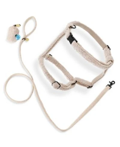 Teddy Boucle Adjustable H Harness Leash Walk Set With Poop Bag Pouch