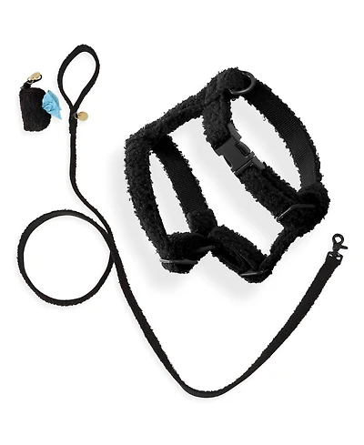 The Licker Store, Teddy Boucle Adjustable Harness and Leash Walk Set with Poop Bag Pouch