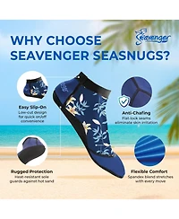 Seavenger SeaSnug Low Cut Beach Socks for All and Sand Activities - Dark Blue Floral / L
