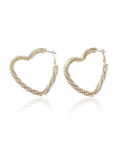 BCBGeneration Crystal Heart Hoop Earrings
