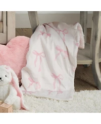 Lambs & Ivy Coquette Floral Pink Bows Aesthetic Warm Fleece Baby Blanket