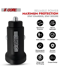 5 Core Usb Car Charger Cigarette Lighter Adapter Dual Usb Port Adapter 12/24 V Fast Charging