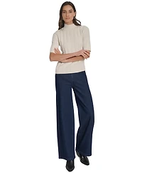 Dkny Jeans Women's Mock Neck Cotton Rib Knit Sweater