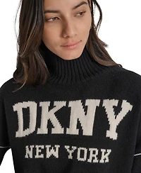 Dkny Jeans Women's Intarsia Logo Turtleneck Sweater