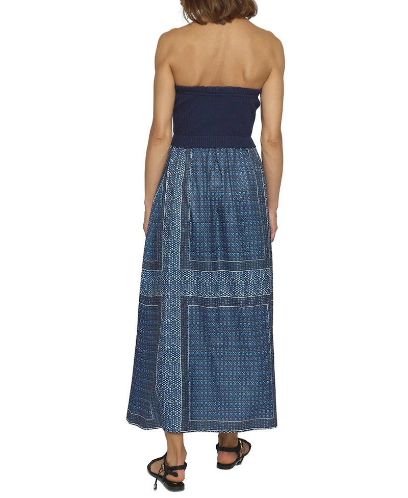 Central Park West Women's Tube Dress With Woven Skirt