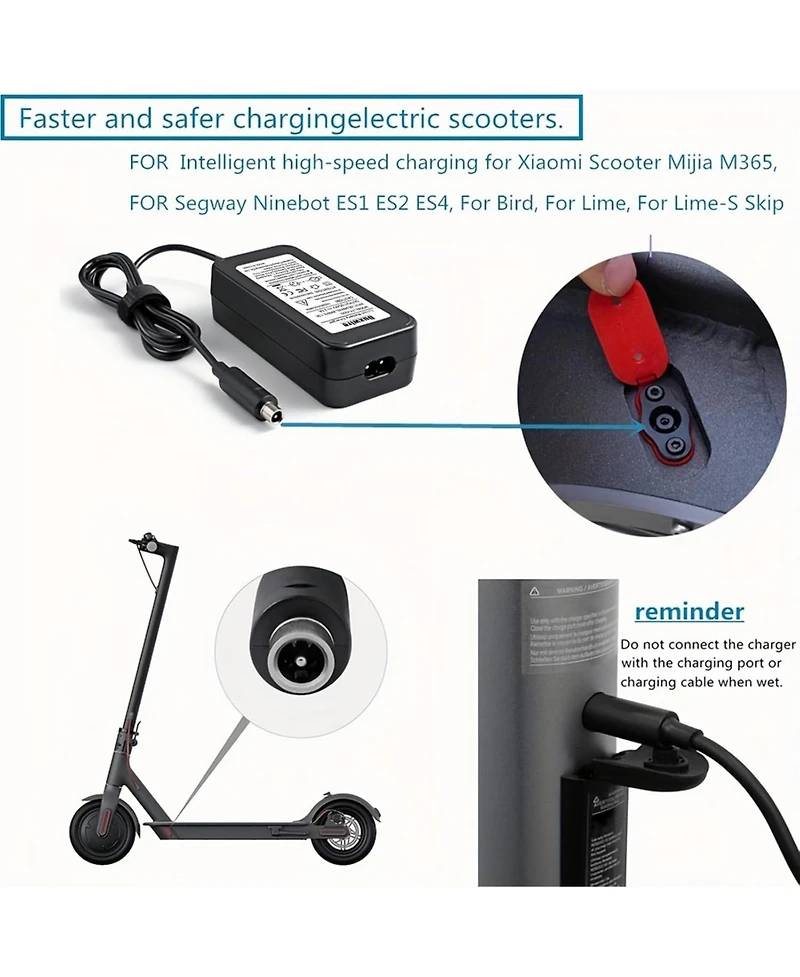 Urbanmax 42V 2A Electric Scooter Charger for 36V Li-ion Battery, Safe and Reliable