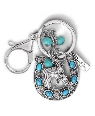 Jessica Simpson Horseshoe Star Keychain With Turquoise Charms