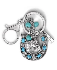 Jessica Simpson Horseshoe Star Keychain With Turquoise Charms