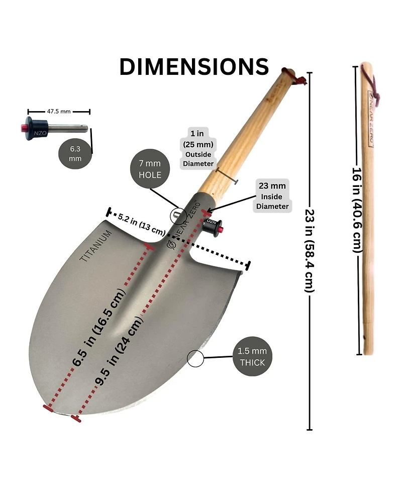 Near Zero Titanium Multi-Functional Shovel