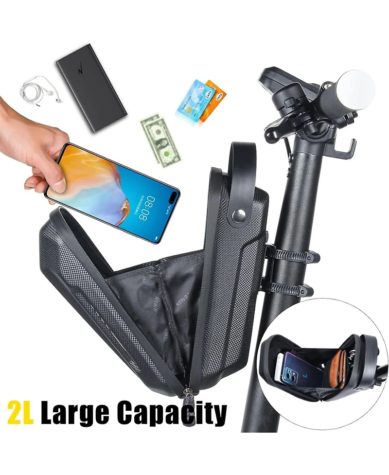 Urbanmax Scooter Storage Bag, 2L Capacity Quick Release Handlebar Bag with Waterproof Hardshell