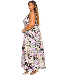 L I V D Women's Plus Bryony Floral Halter Neck Dress