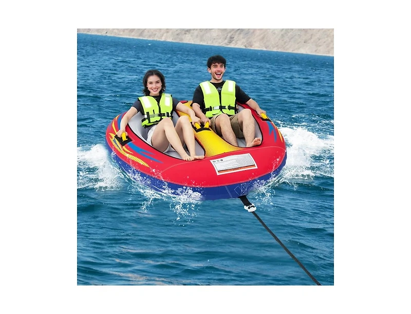 Akiudex 1 or 2 Person Inflatable Towable Tube for Boating with Drainage