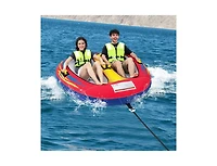 Akiudex 1 or 2 Person Inflatable Towable Tube for Boating with Drainage