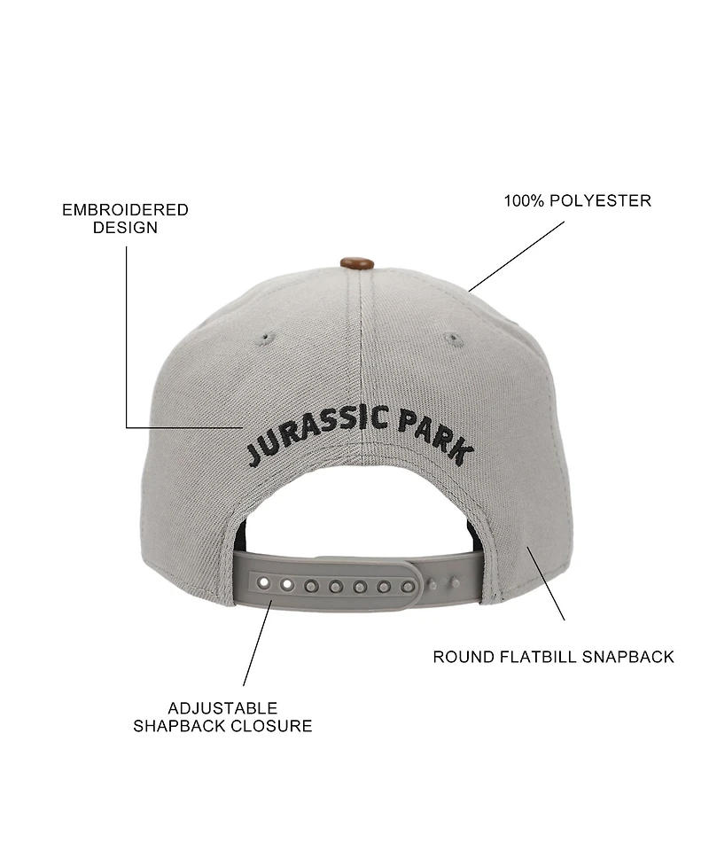 Jurassic Park Men's Logo Woven Patch White Snapback Hat