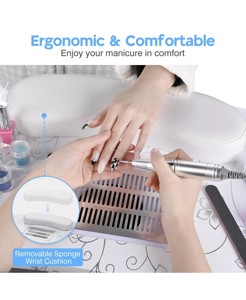 Byootique Folding Manicure Nail Table & Rolling Makeup Train Case Cb Graystone