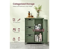 Songmics Home Freestanding Bathroom Storage Cabinet featuring 3 drawers and 1 adjustable shelf. Compact dimensions (11.8"W x 23.6"D x 31.5&#