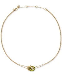 kate spade new york Gold-Tone Interlock Light Green Pendant Necklace, 16" + 3" extender