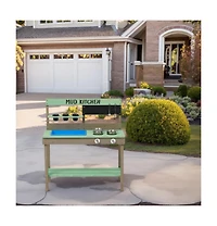Cesicia Wood Mud Kitchen with Water Play Set & Cooking Toys for Outdoor, Gift for 38