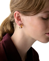 kate spade new york Gold-Tone Interlock Tortoise Huggie Earrings