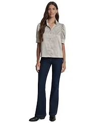 Dkny Jeans Women's Stand Collar Puff-Sleeve Shirt