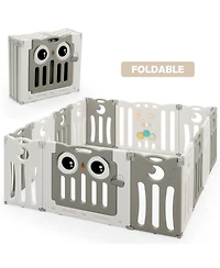 Gymax 14-Panel Baby Playpen Kids Activity Center Foldable Play Yard w/ Lock Door