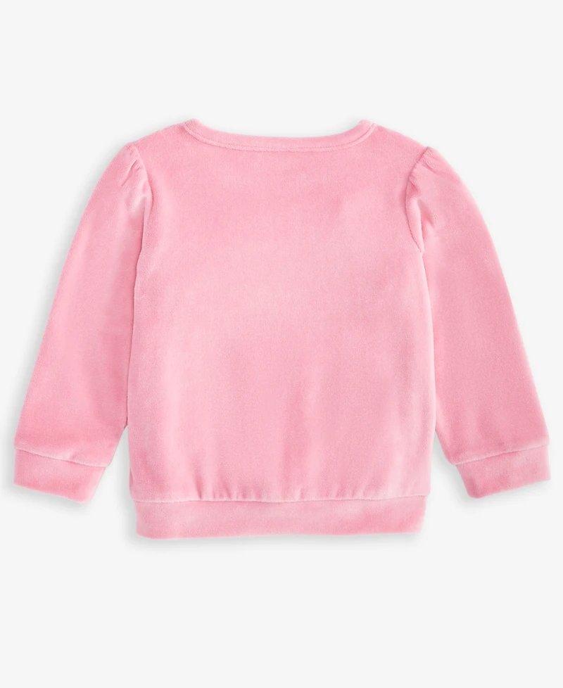 First Impressions Baby Girls Long-Sleeve Glitter-Bow Velour Top, Macy's Exclusive