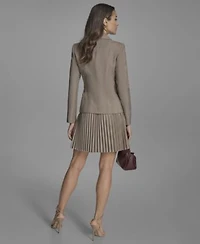Bcbg Womens Peak Lapel Jacket Tipped Collared Sleeveless Knit Top Pleated A Line Skirt