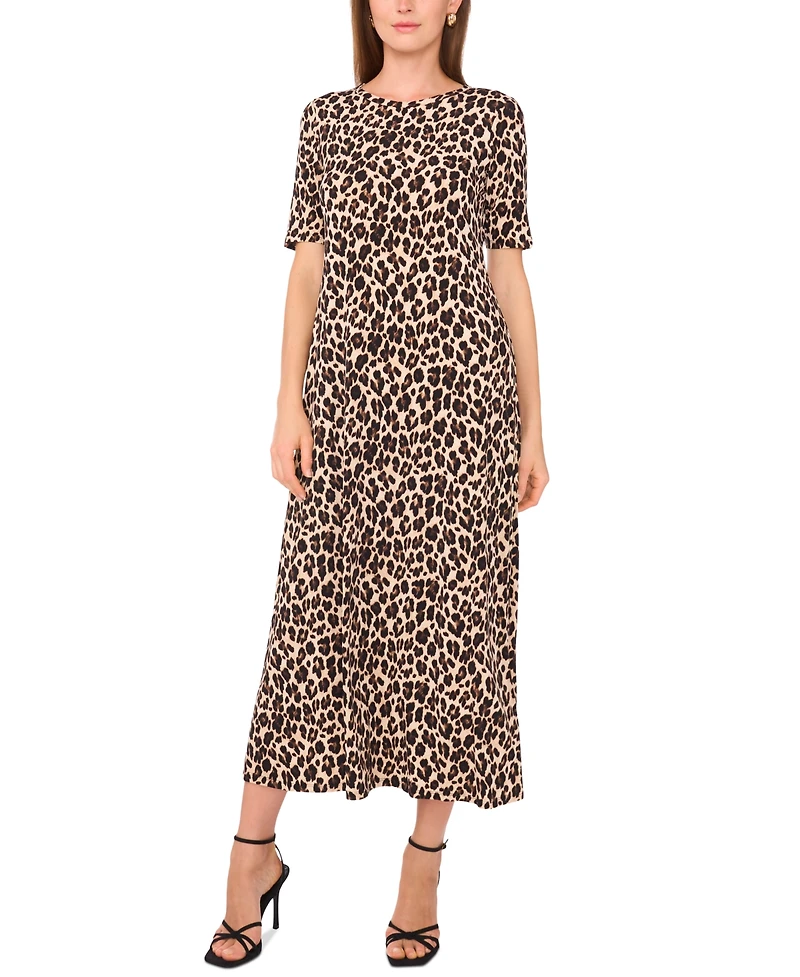 Vince Camuto Women's Printed Elbow-Sleeve Maxi Dress