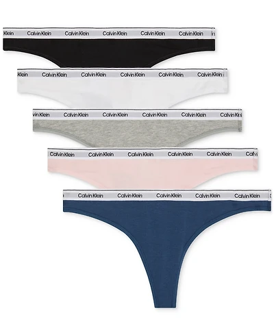 Calvin Klein Women's 5-Pk. Modern Logo Low-Rise Thong Underwear QD5221
