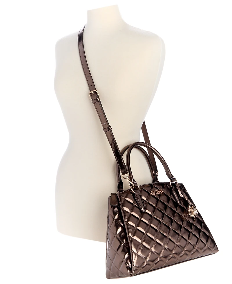 Guess Tinsley Medium Quilted Three Compartment Satchel