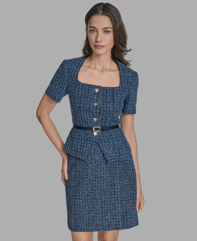 Bcbg Women's Short-Sleeve Button-Front Jacket Dress