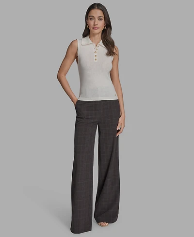 Bcbg Women's Cotton Collared Sleeveless Knit Top