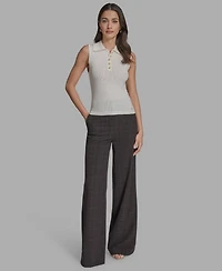 Bcbg Women's Cotton Collared Sleeveless Knit Top