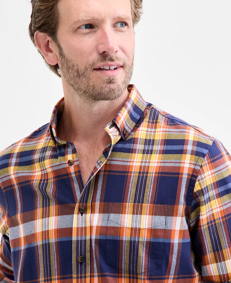 Club Room Men's Loman Plaid Brushed Cotton Button-Down Shirt, Macy's Exclusive