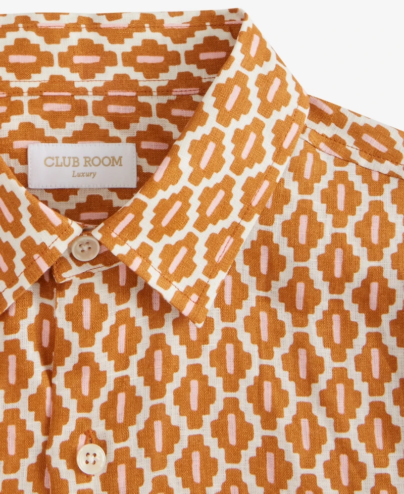 Club Room Men's Short-Sleeve Tonelle Geo-Print Linen Shirt, Macy's Exclusive