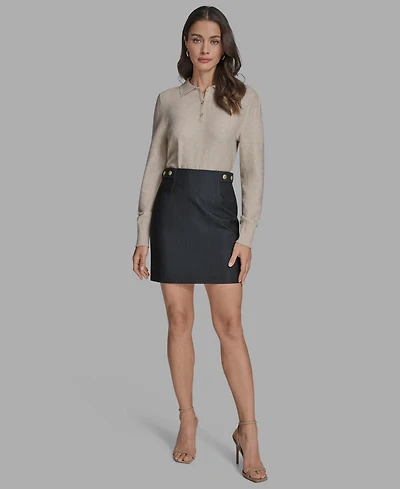Bcbg Women's Denim Waist-Tab Mini Skirt