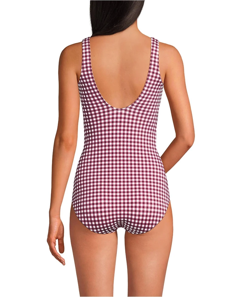 Lands' End Women's Tugless Low Leg One Piece Swimsuit
