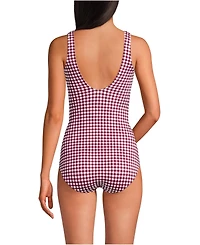 Lands' End Women's Tugless Low Leg One Piece Swimsuit