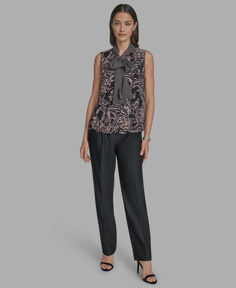 Bcbg Women's Printed Sleeveless Tie-Neck Blouse
