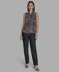 Bcbg Women's Printed Sleeveless Tie-Neck Blouse