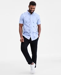 Club Room Men's Regular-Fit Stretch Heritage Crest-Embroidered Button-Down Oxford Shirt, Macy's Exclusive