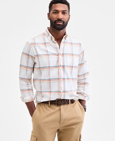 Club Room Men's Hunter Plaid Button-Down Flannel Shirt, Macy's Exclusive