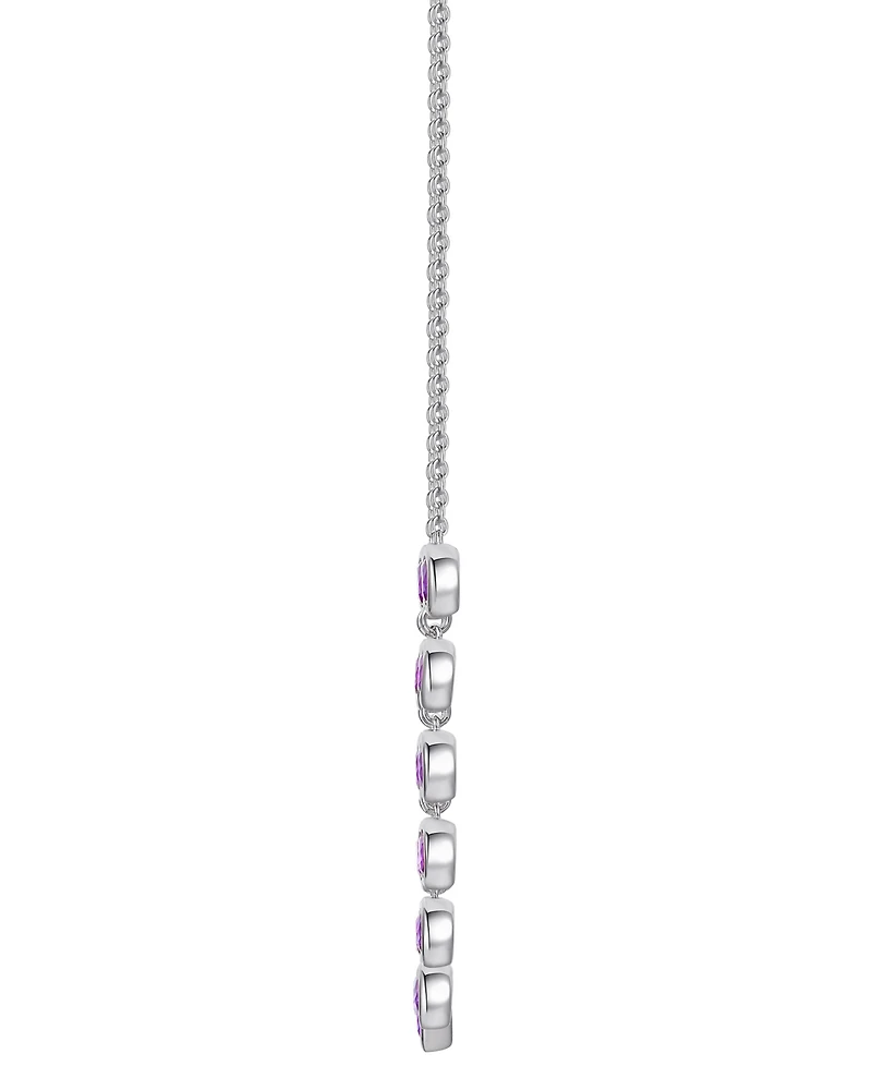 Amethyst Bezel 17" Collar Necklace Sterling Silver (Also Citrine & Blue Topaz)