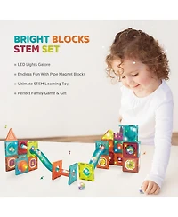Contixo 65-Piece Glow-in-the-Dark Marble Run Magnetic Tile Set, Stem Building Toy