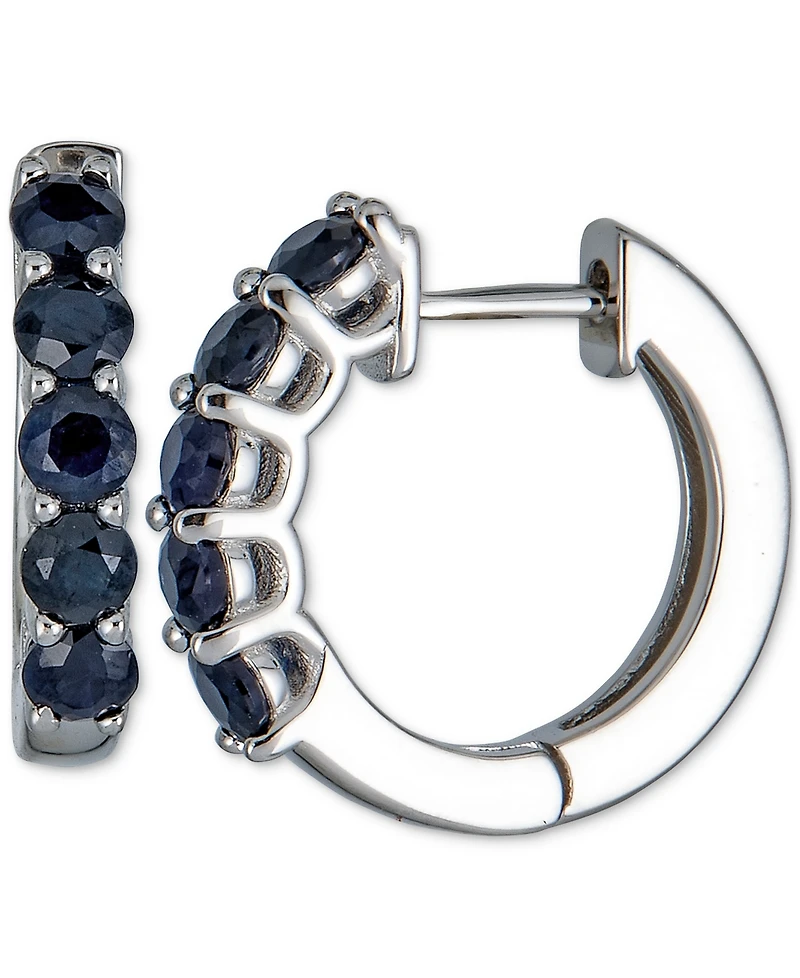 Sapphire Small Hoop Earrings (1 ct. t.w.) in Sterling Silver, 0.47"