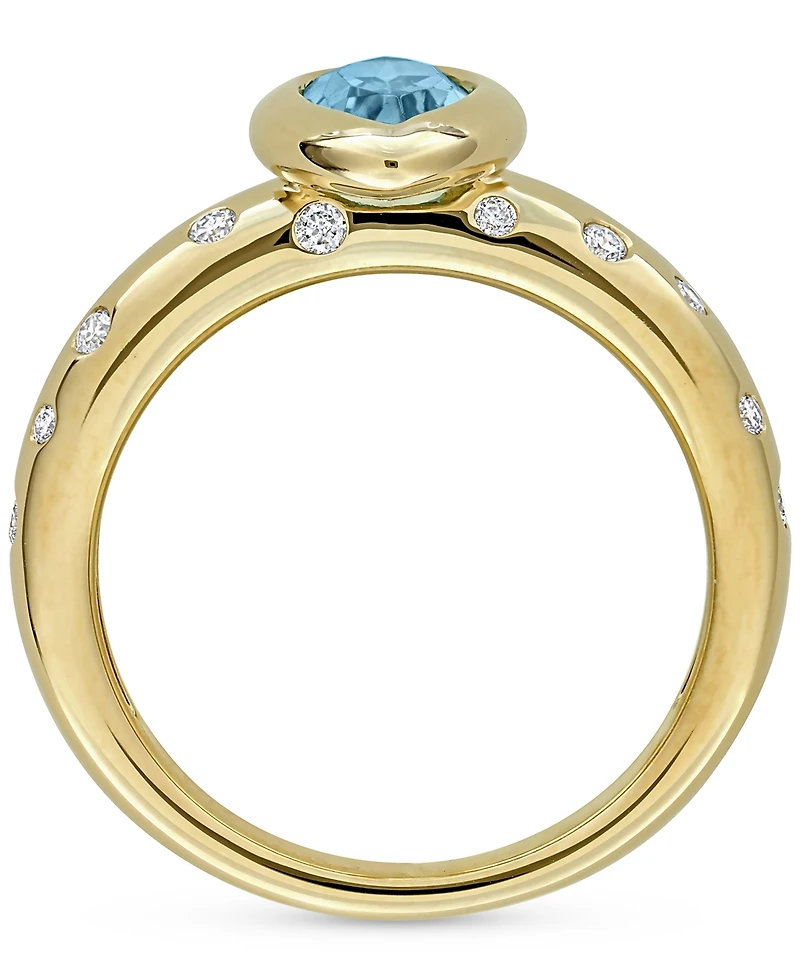 Blue Topaz (3/4 ct. t.w.) & Diamond (1/4 Band 10k Gold
