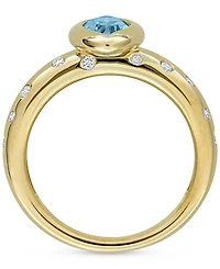 Blue Topaz (3/4 ct. t.w.) & Diamond (1/4 Band 10k Gold