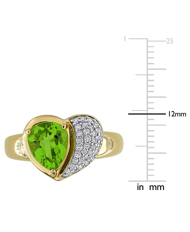 Peridot (1-5/8 ct. t.w.) & Diamond (1/6ct Heart Ring 10k Yellow Gold