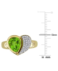 Peridot (1-5/8 ct. t.w.) & Diamond (1/6ct Heart Ring 10k Yellow Gold